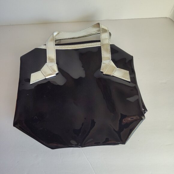 Black Patent Leather/Metallic Cosmetic Bag - Picture 1 of 1